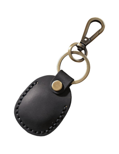 Soporte de tarjeta de acceso Temvue de cuero negro para Air Tag