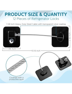 Paquete de 12 Cerraduras Adhesivas para Refrigerador Negro 2