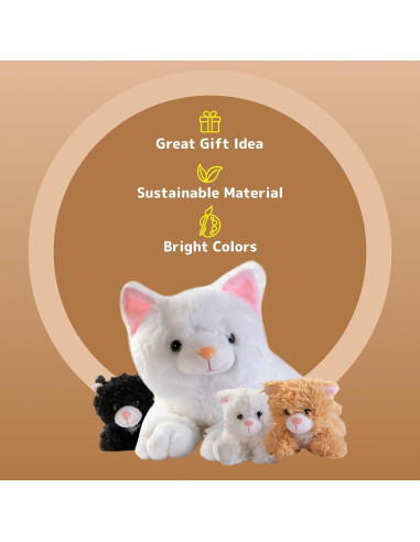 Conjunto de Juguetes de Peluche Prextex - Gato Grande y 3 Gatitos