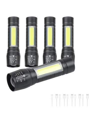 Paquete de 5 Linternas LED Recargables USB-C Hilngav 117g