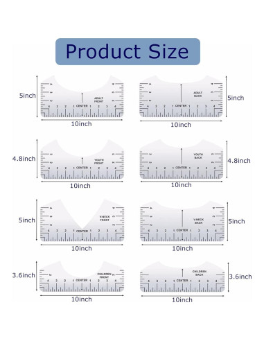 Guía de Regla para Camisetas LINXIAO 12 Piezas PVC Transparente