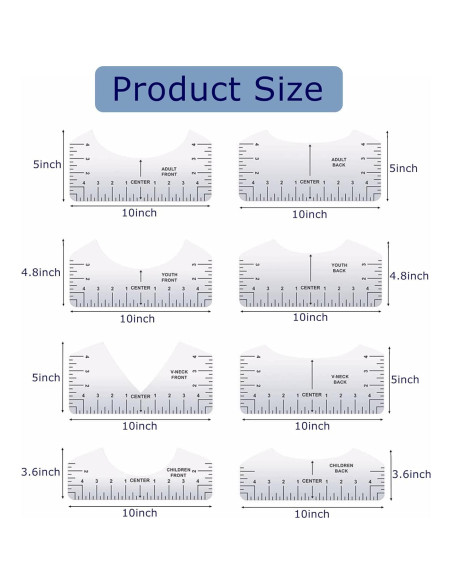 Guía de Regla para Camisetas LINXIAO 12 Piezas PVC Transparente Guía de Regla para Camisetas LINXIAO 12 Piezas PVC Transparente