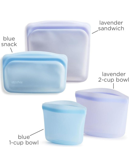 Bolsas de Almacenamiento Reutilizables Stasher 4-Pack Silicona Bolsas de Almacenamiento Reutilizables Stasher 4-Pack Silicona