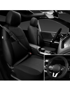 Fundas de Asiento de Coche CAR PASS 13PCS Transpirables Negro 2