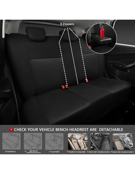 Fundas de Asiento de Coche CAR PASS 13PCS Transpirables Negro Fundas de Asiento de Coche CAR PASS 13PCS Transpirables Negro