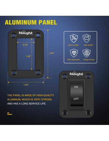 Interruptor ON-Off Nilight 4 Pines DPST 12V 20A Aluminio Negro