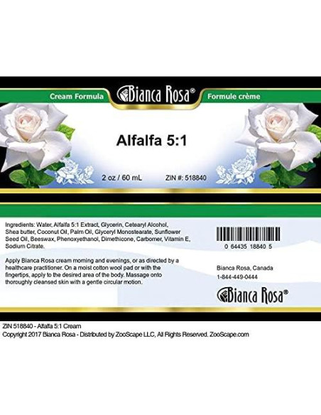 Crema de Alfalfa 5:1 Bianca Rosa 56.7 g Sin Rellenos Crema de Alfalfa 5:1 Bianca Rosa 56.7 g Sin Rellenos