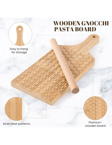 Set de Tablas y Rodillos de Gnocchi PARBEE - Madera, 5 Piezas Set de Tablas y Rodillos de Gnocchi PARBEE - Madera, 5 Piezas