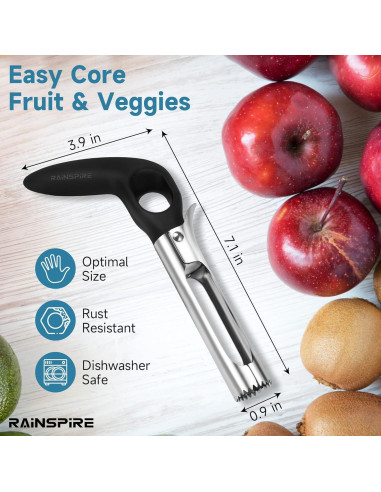 Descorazonador de Manzanas Rainspire, Acero Inoxidable, Mango Antideslizante