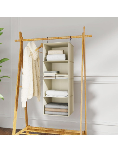 Organizador de Closet Colgante DonYeco 4 Estantes Beige