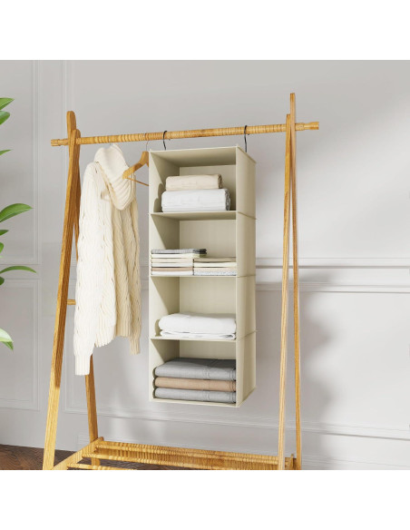 Organizador de Closet Colgante DonYeco 4 Estantes Beige Organizador de Closet Colgante DonYeco 4 Estantes Beige