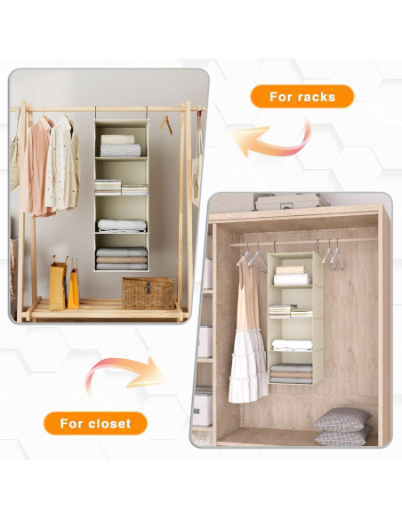 Organizador de Closet Colgante DonYeco 4 Estantes Beige Organizador de Closet Colgante DonYeco 4 Estantes Beige