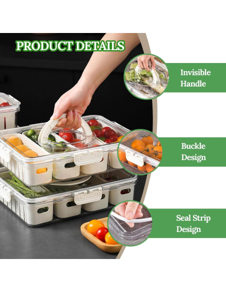 Contenedor de Ensalada Hermético shopwithgreen 5L con 4 Coladores Contenedor de Ensalada Hermético shopwithgreen 5L con 4 Coladores