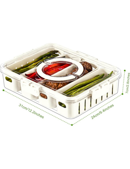 Contenedor de Ensalada Hermético shopwithgreen 5L con 4 Coladores Contenedor de Ensalada Hermético shopwithgreen 5L con 4 Coladores