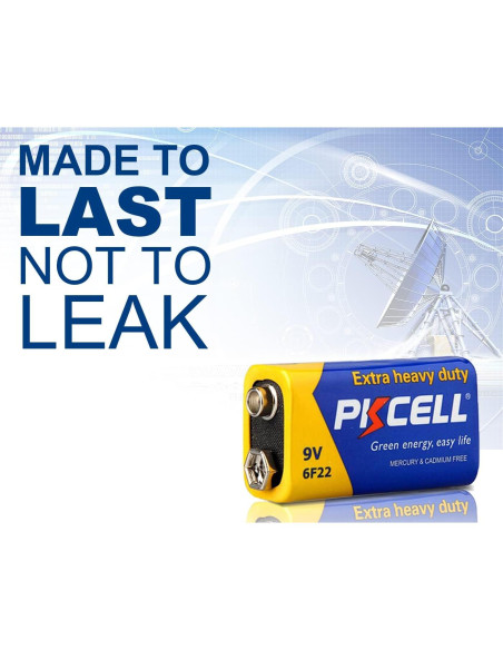 Batería 9V PKCELL 6F22 Carbono Zinc Ultra Duradera - Paquete de 10 Batería 9V PKCELL 6F22 Carbono Zinc Ultra Duradera - Paquete de 10
