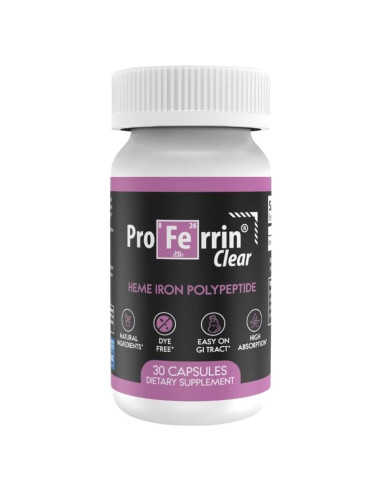 Proferrin Clear 30 Cápsulas de Hierro Heme Natural - Alta Absorción