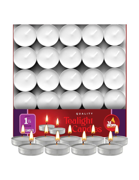 Velas Tealight Ner Mitzvah Blancas Sin Aroma - Paquete de 100 Velas Tealight Ner Mitzvah Blancas Sin Aroma - Paquete de 100