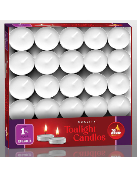 Velas Tealight Ner Mitzvah Blancas Sin Aroma - Paquete de 100 Velas Tealight Ner Mitzvah Blancas Sin Aroma - Paquete de 100