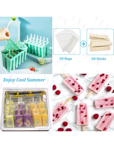 Moldes de Popsicle de Silicona Wpunwen 12 Cavidades Verde Moldes de Popsicle de Silicona Wpunwen 12 Cavidades Verde