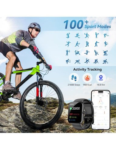 Reloj Inteligente Mikego IDW25 con Alexa, Pantalla 4.65 cm, IP68