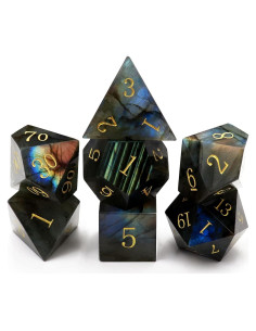 Juego de Dados Poliedricos de Piedra Lunar Haxtec con Estuche
