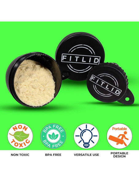 Paquete de 2 embudos portátiles FitLid para suplementos 8.89cm Paquete de 2 embudos portátiles FitLid para suplementos 8.89cm