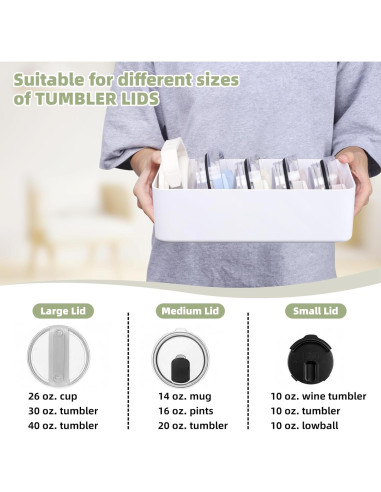 Organizador de Tapas de Vaso PAVSTINE Blanco 26x13x7.5 cm