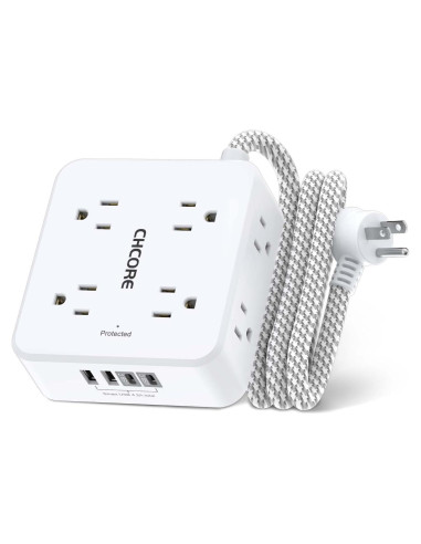 Protector de Sobretensión Power Strip CHCORE 8 Salidas 4 USB