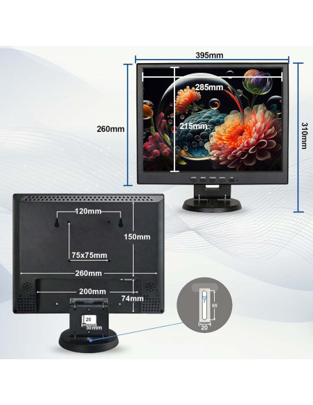 Monitor de Seguridad JaiHo 14" LCD 1024x768 HDMI VGA BNC Monitor de Seguridad JaiHo 14" LCD 1024x768 HDMI VGA BNC