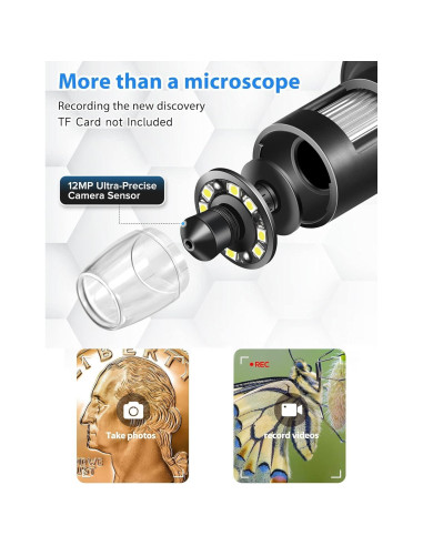 Microscopio Digital Dcorn 7" 1200X 12MP HD LCD Negro