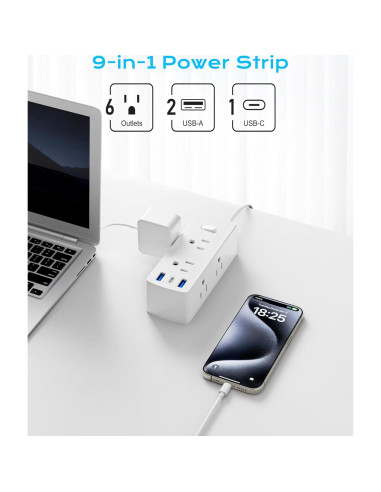 Adaptador de Viaje Universal Olcorife 6 Salidas 3 USB 1.52m