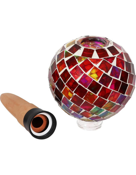 Globo de Riego de Vidrio Mosaico Sunnydaze 24.1 cm Magenta Globo de Riego de Vidrio Mosaico Sunnydaze 24.1 cm Magenta