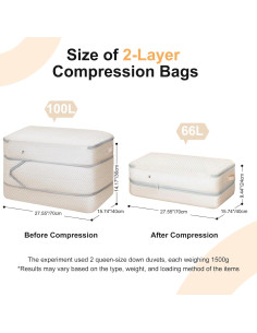 Bolsas de Almacenamiento de Compresión Easortm 2 Paquetes Beige 2