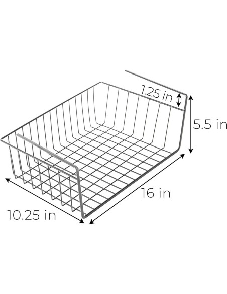 Cesta de Almacenamiento Bajo Estante Smart Design 40.6x14cm Gris Cesta de Almacenamiento Bajo Estante Smart Design 40.6x14cm Gris
