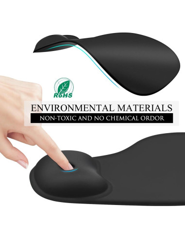 Alfombrilla de Ratón JIKIOU 2 Pack Ergonómica con Gel Negra