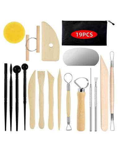 Kit de Herramientas de Escultura de Arcilla Yagugu 19 Piezas