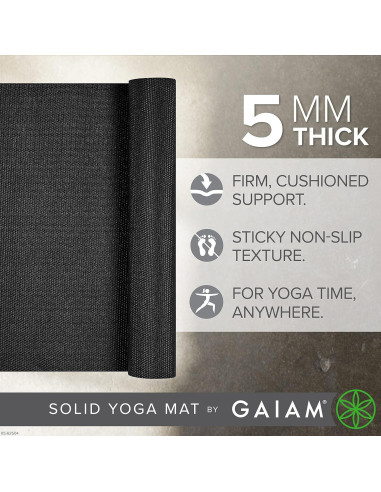Esterilla de Yoga Gaiam Premium 5mm Antideslizante Negra