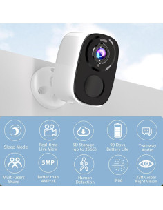 Cámara de Vigilancia Inalámbrica Rraycom 5MP con AI y Visión Nocturna 2