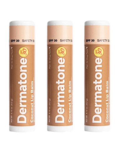 Bálsamo Labial Medicado Dermatone Coco SPF 30 - Paquete 3x4.25g