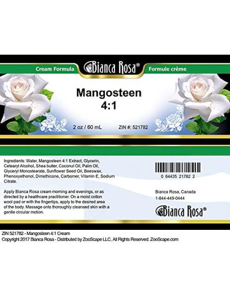 Crema de Mangostán 4:1 Bianca Rosa 56.7 g Sin Rellenos Crema de Mangostán 4:1 Bianca Rosa 56.7 g Sin Rellenos