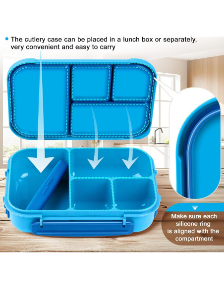 Caja de Almuerzo Bento Amathley 1200ml 4 Compartimentos Azul Caja de Almuerzo Bento Amathley 1200ml 4 Compartimentos Azul