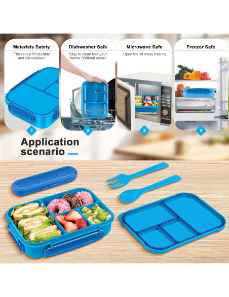 Caja de Almuerzo Bento Amathley 1200ml 4 Compartimentos Azul Caja de Almuerzo Bento Amathley 1200ml 4 Compartimentos Azul