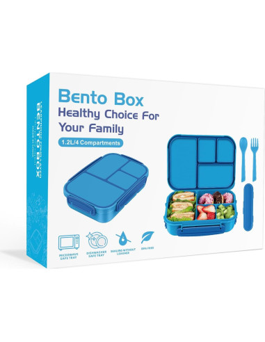 Caja de Almuerzo Bento Amathley 1200ml 4 Compartimentos Azul