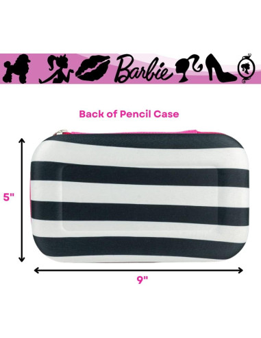 Estuche de Lápices Barbie con Bolígrafos y Pegatinas - Rosa
