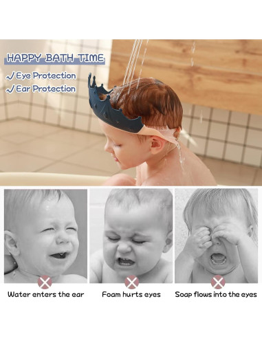 Gorro de Ducha para Bebés FUSACONY Azul - Protección Ojos y Oídos