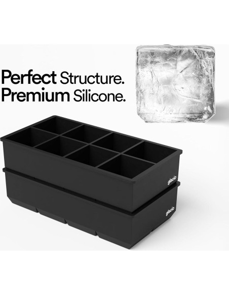 Moldes de Hielo Glacio - 2 Bandejas de Silicona para 8 Cubos Grandes Moldes de Hielo Glacio - 2 Bandejas de Silicona para 8 Cubos Grandes