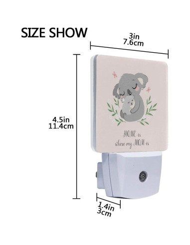 Luz Nocturna LED Enchufable AngelaBao Koala 2-Pack 0.5W