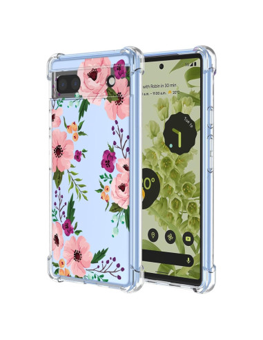 Funda Floral Transparente Google Pixel 6A - TPU Antigolpes