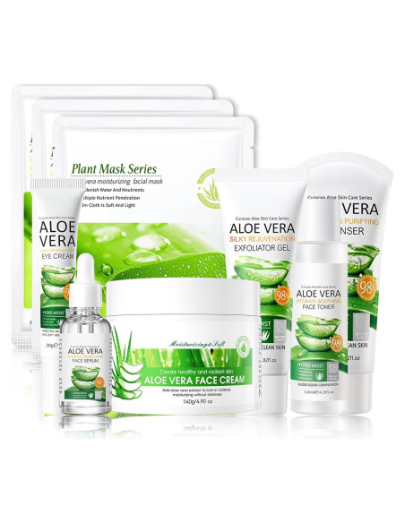 Juego de Cuidado de Piel WENJLYJ Aloe Vera 9 PZS Hidratante Juego de Cuidado de Piel WENJLYJ Aloe Vera 9 PZS Hidratante