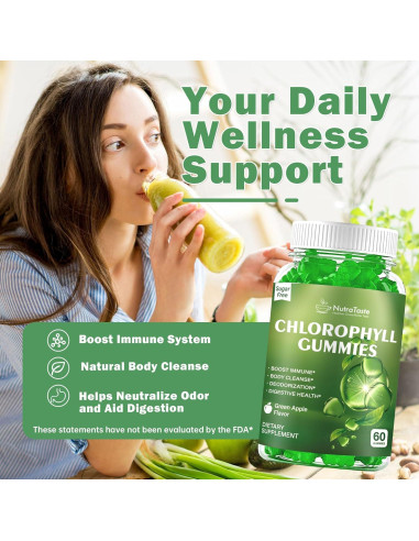 Gomitas de Clorofila NutraTaste 60 Unidades Sabor Manzana Verde